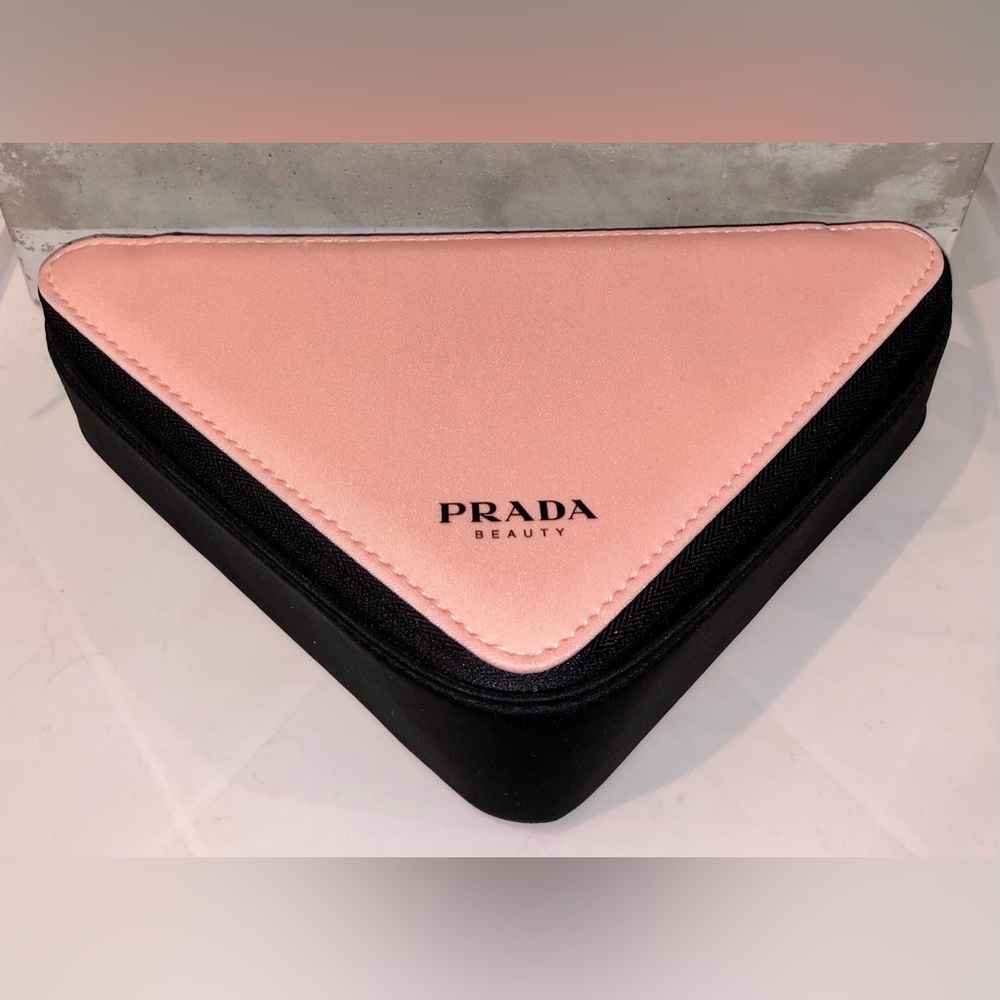 Prada Beauty Pink and Black Geometric Triangular Pouch - Picture 6 of 14